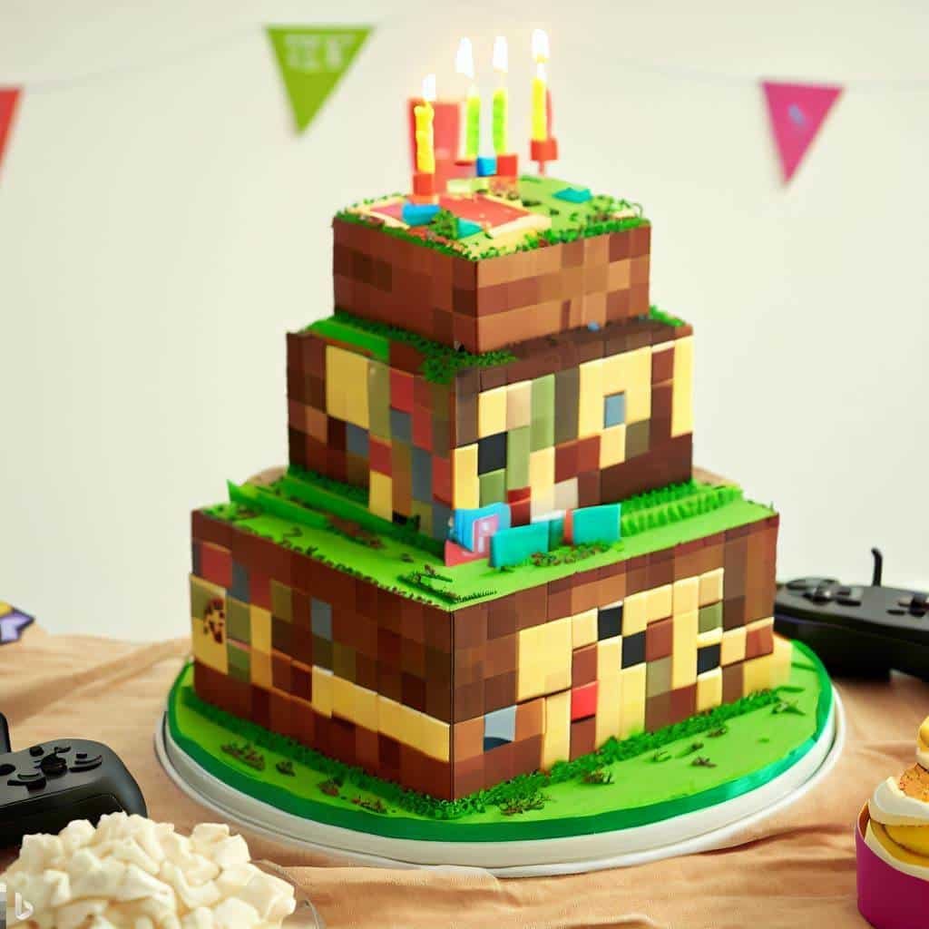 easy minecraft birthday cake